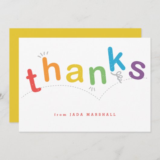 子供の平たい箱はnotecard感謝していしています サンキューカード (正面/裏面)