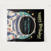 子供の幸せな誕生日スペースマンパーティーの装飾 タペストリー (正面(横))