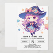 子供の幸せな魔法使いの誕生日 招待状 (正面/裏面)