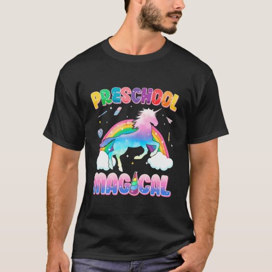 子供の幼稚園魔法のユニコーンレインボーバックシュ Tシャツ (正面)