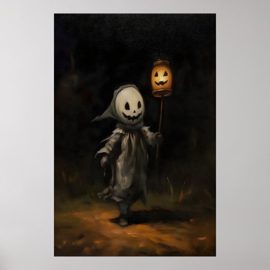 子供の幽霊のハロウィンオイルペインティング、ダークアカデミア ポスター (正面)