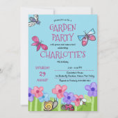 子供の庭パーティー自然散策 かわいい誕生日 招待状 (正面)