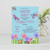 子供の庭パーティー自然散策 かわいい誕生日 招待状 (スタンド正面)