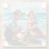 子供の建物サンドキャッスルオンビーチ ガラスコースター (裏面)