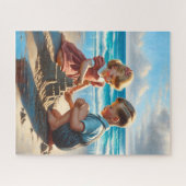 子供の建物サンドキャッスルオンビーチ ジグソーパズル (横)