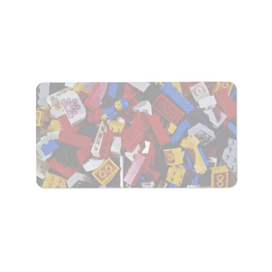 子供の建物ブロックのクローズアップ ラベル (正面)