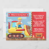 子供の建築のトラックの誕生日のパーティの招待状 招待状 (正面)