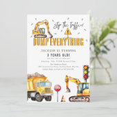 子供の建設テーマの水彩誕生日パーティー 招待状 (スタンド正面)