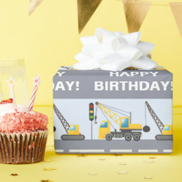 子供の建設トラックの誕生日 ラッピングペーパー