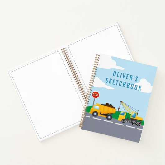 子供の建設トラックテーマスケッチブック ノートブック (内部)
