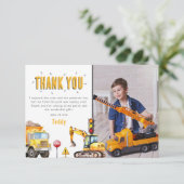 子供の建設現場の写真の誕生日パーティー サンキューカード (スタンド正面)
