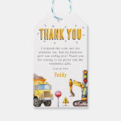 子供の建設現場の写真 誕生日パーティー ありがとう ギフトタグ (正面)