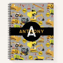 子供の建設用トラックのパターン・モノグラム・ネーム