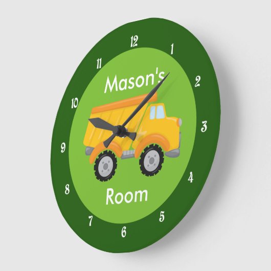 子供の建設車両 かわいい オーダーメイド 幼児 ラージ壁時計 (傾斜)