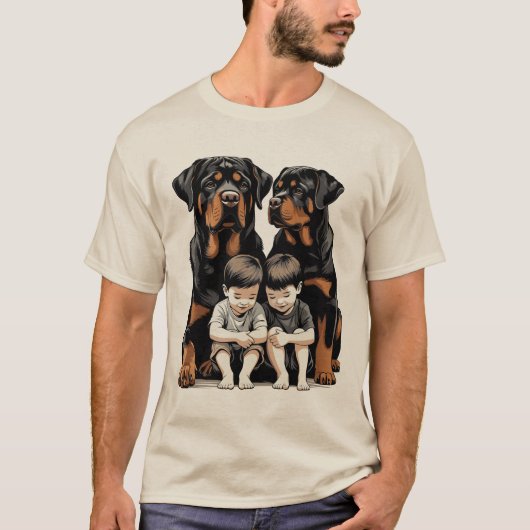子供の忠実な守護者としてのロットワイラー Tシャツ (正面)
