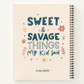 子供の思わず言った名言ポストカード「Sweet & Savage Things My Kid Sai ノートブック (裏面)