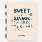 子供の思わず言った名言ポストカード「Sweet & Savage Things My Kid Sai ノートブック (正面)