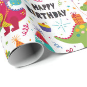 子供の恐竜のお祝い誕生日 ラッピングペーパー (ロールコーナー)