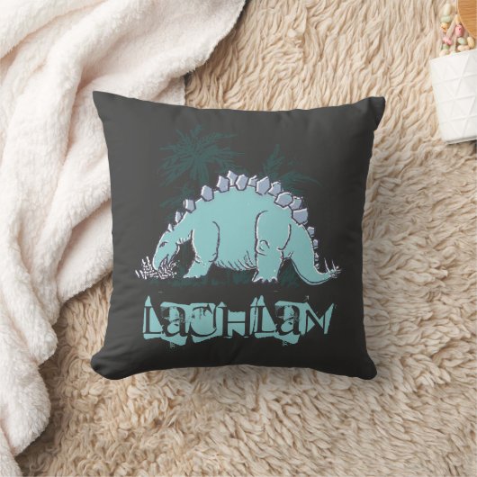 子供の恐竜のステゴサウルスのブルーグレーの枕 クッション (ブランケット)