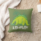 子供の恐竜のステゴサウルスの緑の枕 クッション (ブランケット)