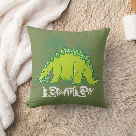子供の恐竜のステゴサウルスの緑の枕 クッション (ブランケット)