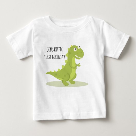 子供の恐竜の最初誕生日のワイシャツ ベビーTシャツ (正面)