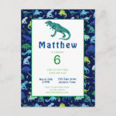 子供の恐竜の誕生会のTレックスの招待状 インビテーションポストカード (正面)