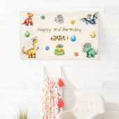 子供の恐竜の誕生日パーティーのバナー 横断幕 (インサイチュ)