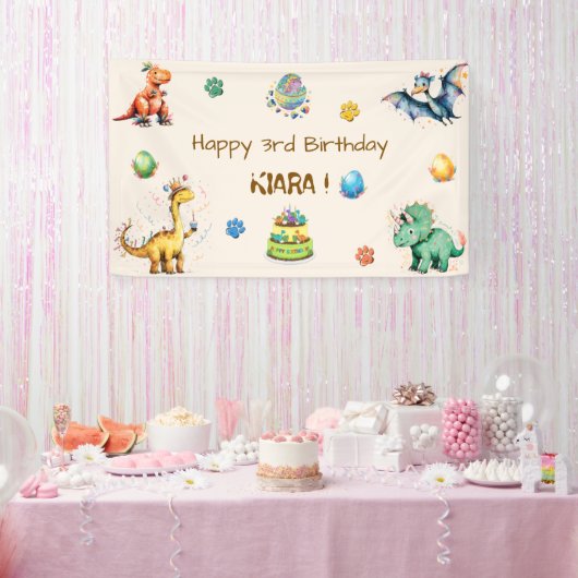 子供の恐竜の誕生日パーティーのバナー 横断幕 (パーティー)