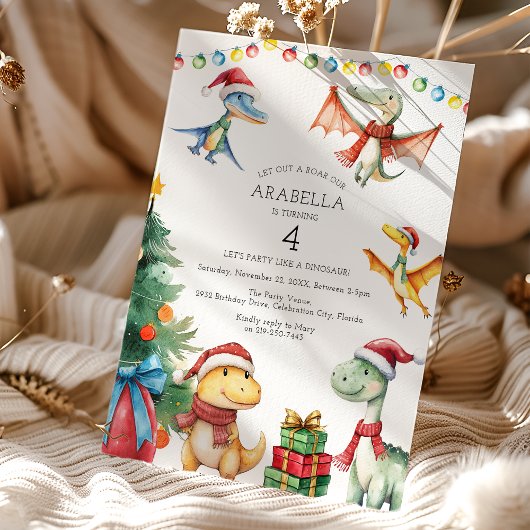 子供の恐竜の誕生日パーティー 招待状