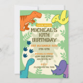 子供の恐竜の誕生日パーティー 招待状 (正面)