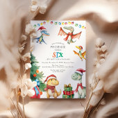 子供の恐竜の6歳誕生日パーティー招待状 招待状