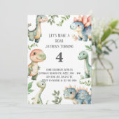 子供の恐竜テーマの誕生日パーティー 招待状 (スタンド正面)