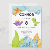 子供の恐竜テーマの誕生日　ジュラシックオレンジ 招待状 (正面)