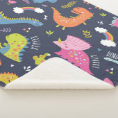 子供の恐竜：カラフルヴィンテージパターン シェルパブランケット (3/4)