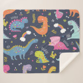 子供の恐竜：カラフルヴィンテージパターン シェルパブランケット (正面(横))