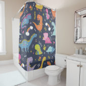 子供の恐竜:カラフルヴィンテージパターン シャワーカーテン (インサイチュ)