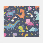子供の恐竜：カラフルヴィンテージパターン フリースブランケット (正面(横))