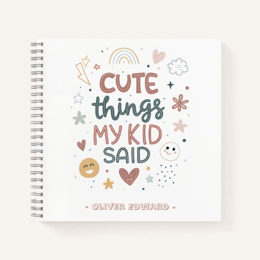 子供の愛らしい発言を祝う 遊び心あるタイポグラフィ ノートブック (正面)