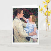 子供の愛撫メアリー・カッサット カード (黄色い花)