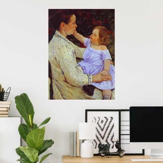 子供の愛撫。c.1890年、メアリーカサット ポスター (ホームオフィス)