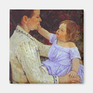 子供の愛撫。c.1890,メアリー・カサット マグネット