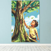 子供の憧れ：鮮やかな現代の木のポスター キャンバスプリント (インサイチュ (ウッドフロア))