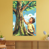 子供の憧れ：鮮やかな現代の木のポスター キャンバスプリント (インサイチュ (リビング))