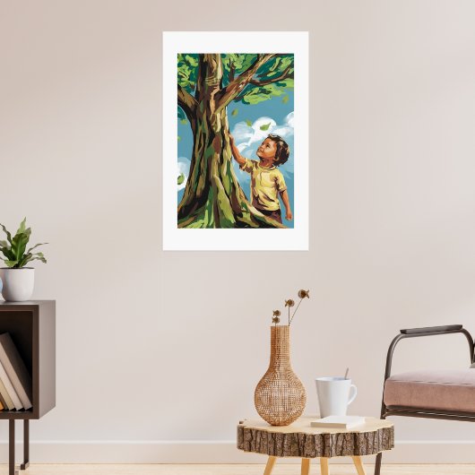 子供の憧れ：鮮やかな現代の木のポスター ポスター (リビング3)