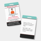 子供の成人医療アラートID識別カード バッジ (正面＆裏面)