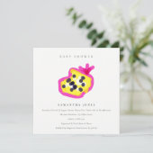 子供の手モダン引きパッションフルーツ赤ちゃんシャワー 招待状 (スタンド正面)