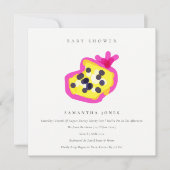 子供の手モダン引きパッションフルーツ赤ちゃんシャワー 招待状 (正面)