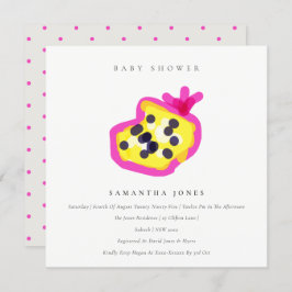 子供の手モダン引きパッションフルーツ赤ちゃんシャワー 招待状