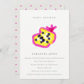 子供の手モダン引きパッションフルーツ赤ちゃんシャワー 招待状 (正面/裏面)